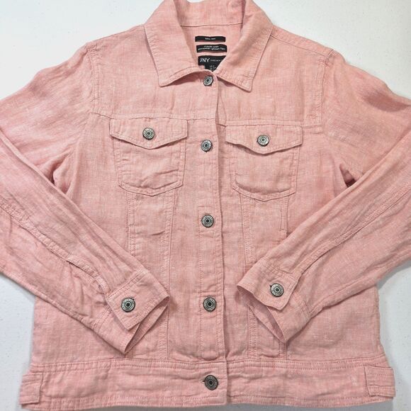 Jones New York Tops - Jones New York Shacket 100% Linen Red Women's SZ S Lightweight Coastal Pockets